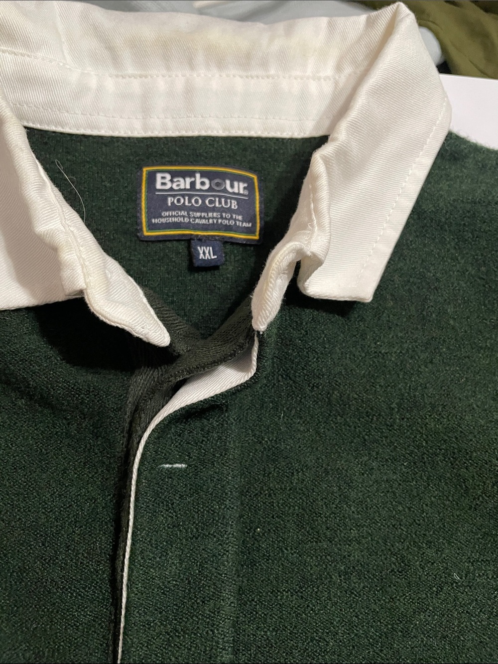 Barbour Olive Green V-Neck Knit Pullover Rugby